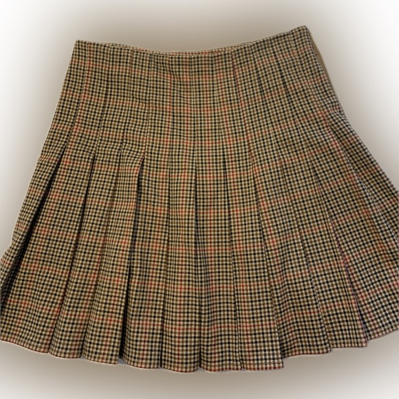 Brandy Melville Dana skirt in brown/black/red, side zip - Picture 2 of 4